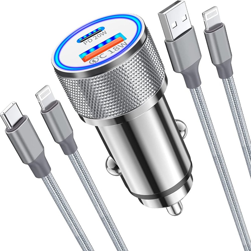 [Apple MFi Certified] iPhone Fast Car Charger, 48W Dual Port USB C Power Deliver